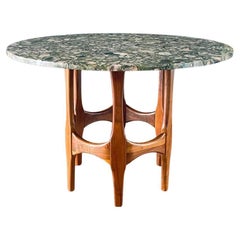 Newly Refinished - Mid-Century Modern Marble Stone & Walnut Dining Table
