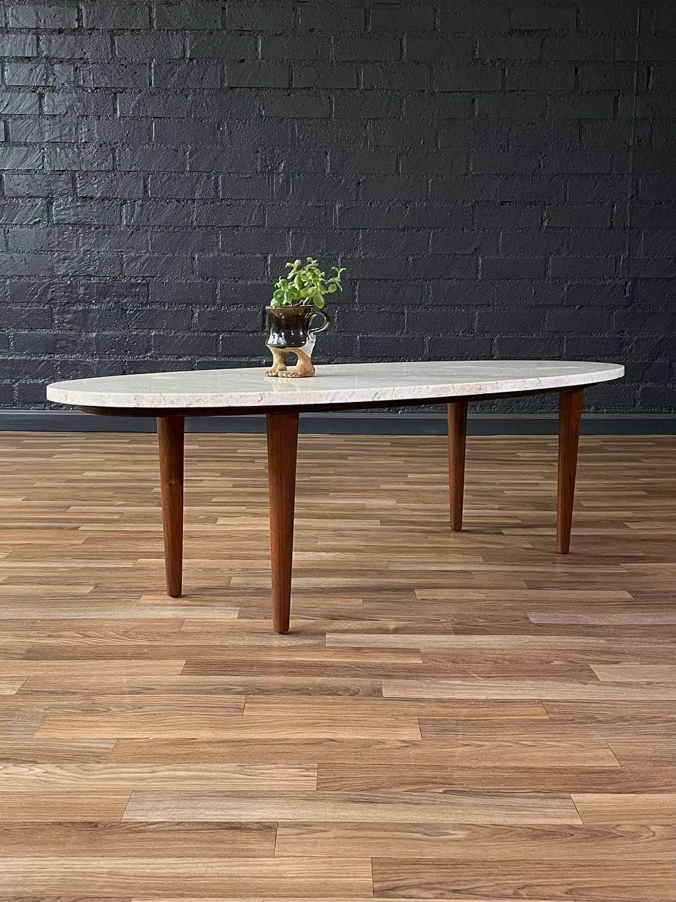 American Newly Refinished - Mid-Century Modern Marble Surfboard Style Coffee Table
