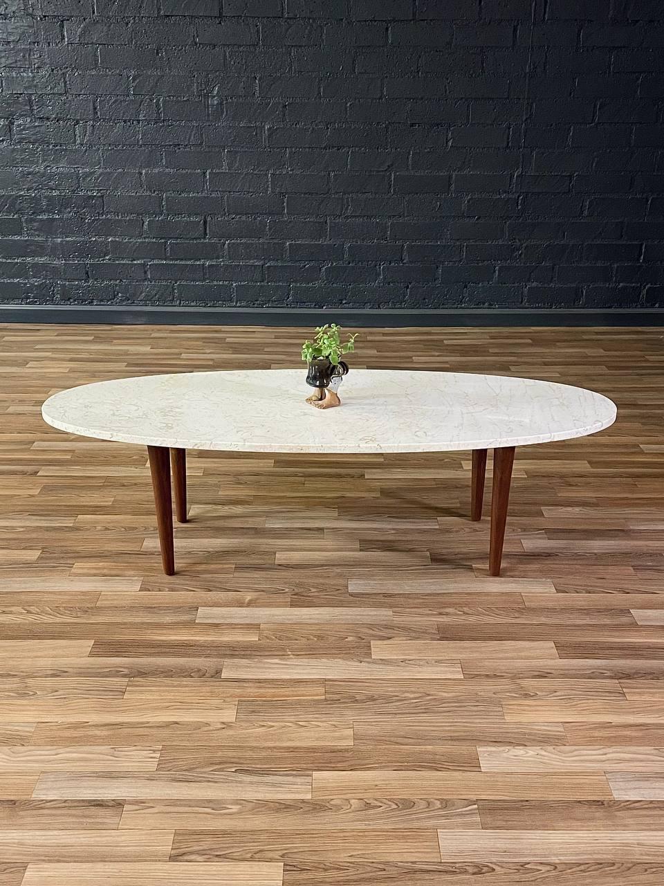 Mid-20th Century Newly Refinished - Mid-Century Modern Marble Surfboard Style Coffee Table