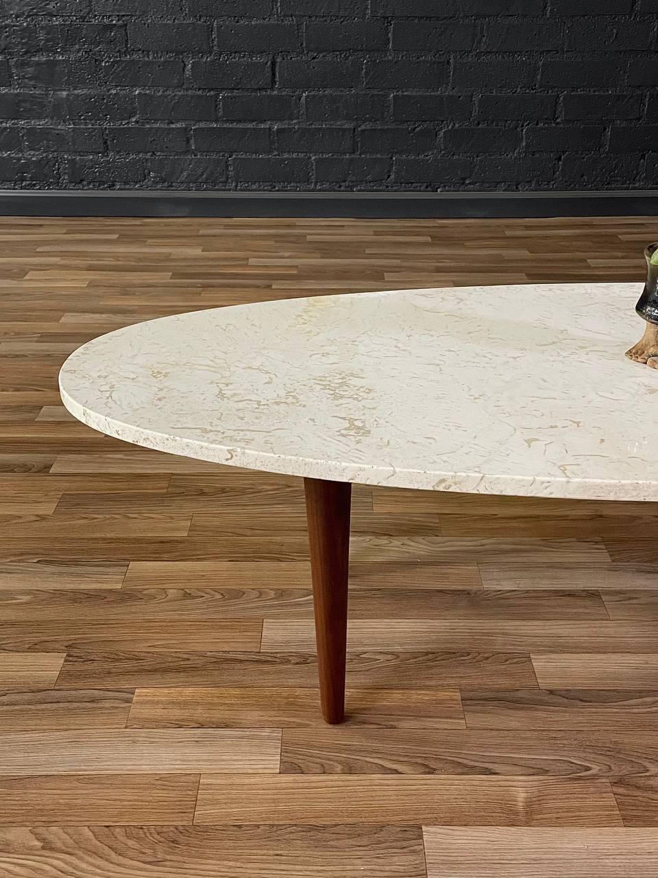 Newly Refinished - Mid-Century Modern Marble Surfboard Style Coffee Table 1