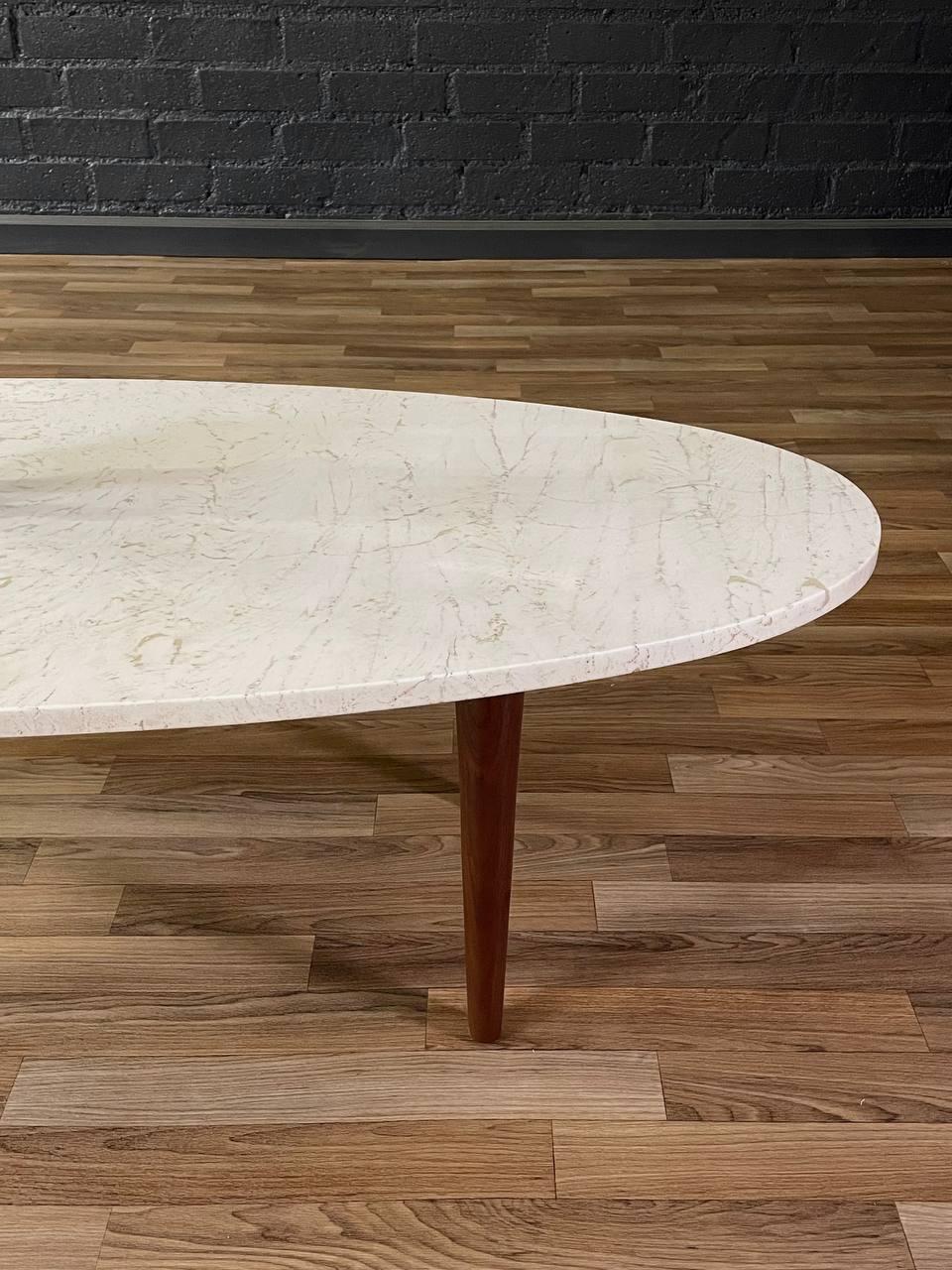 Newly Refinished - Mid-Century Modern Marble Surfboard Style Coffee Table 2