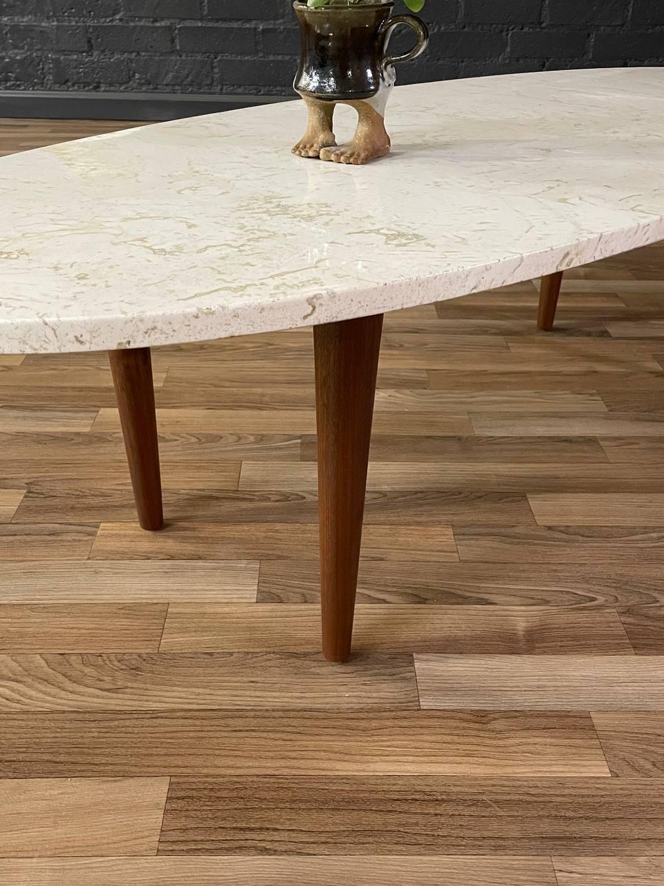 Newly Refinished - Mid-Century Modern Marble Surfboard Style Coffee Table 3