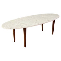 Newly Refinished - Mid-Century Modern Marble Surfboard Style Coffee Table