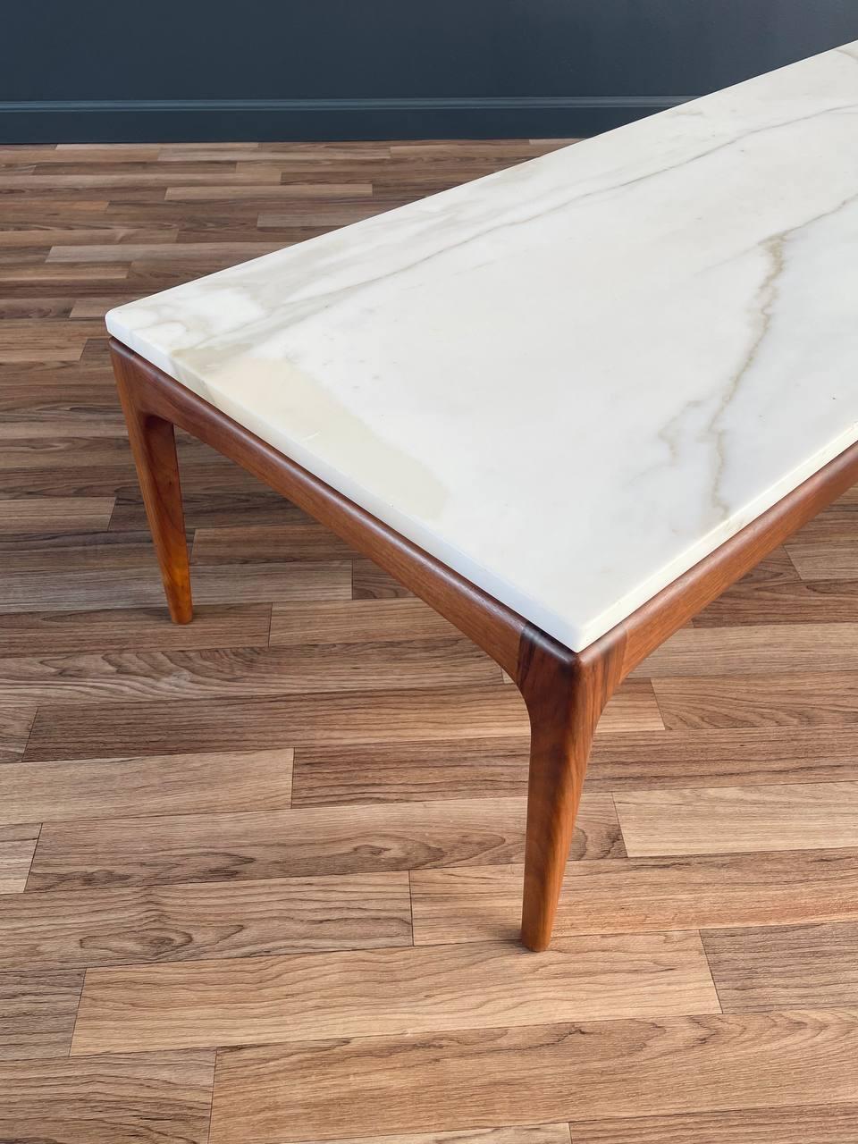 Newly Refinished - Mid-Century Modern Marble & Walnut Coffee Table by Lane 3