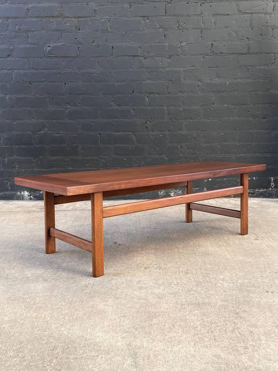 American Newly Refinished - Mid-Century Modern Minimalist Walnut Coffee Table by Lane