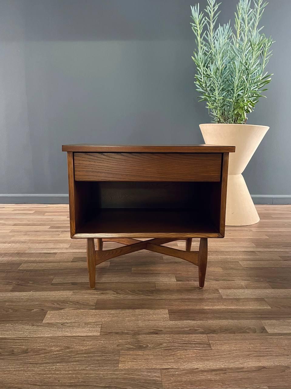 Mid-20th Century Newly Refinished - Mid-Century Modern Night Stand with Bookcase For Sale