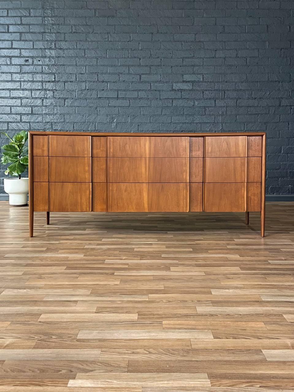 Walnut Newly Refinished - Mid-Century Modern “Parallel” Dresser by Barney Flagg