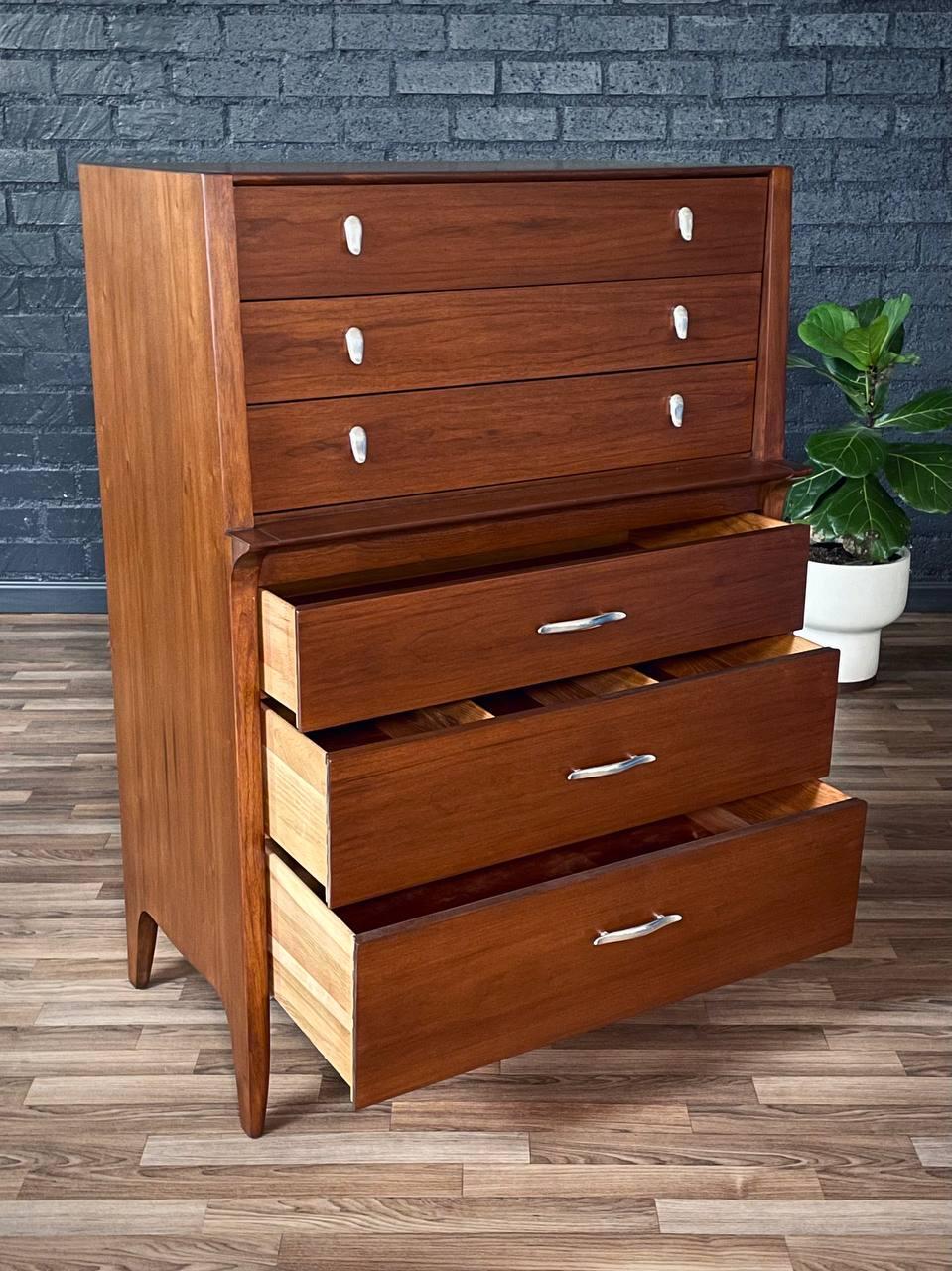 American Newly Refinished -Mid-Century Modern “Profile” Highboy Dresser by John Van Koert