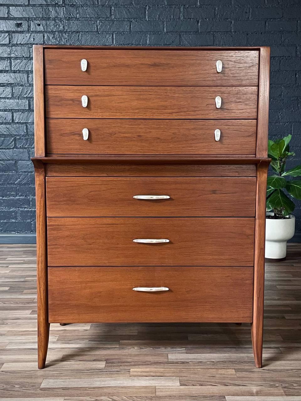 Steel Newly Refinished -Mid-Century Modern “Profile” Highboy Dresser by John Van Koert