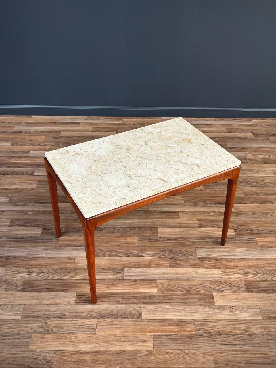 American Newly Refinished - Mid-Century Modern “Rhythm” Marble Side Table by Lane For Sale