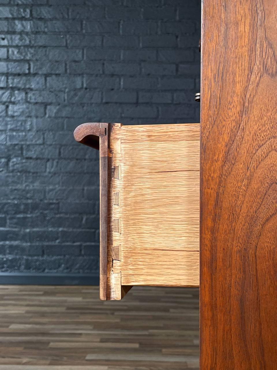 Newly Refinished - Mid-Century Modern “Rhythm” Walnut & Cane Highboy Dresser For Sale 4