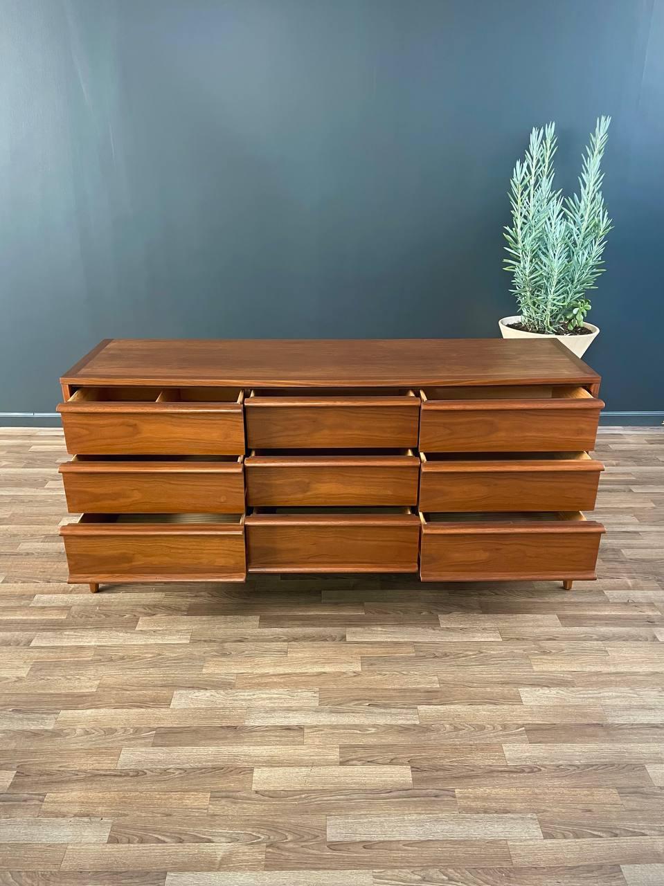 Mid-20th Century Newly Refinished - Mid-Century Modern “Rhythm” Walnut Dresser by Lane