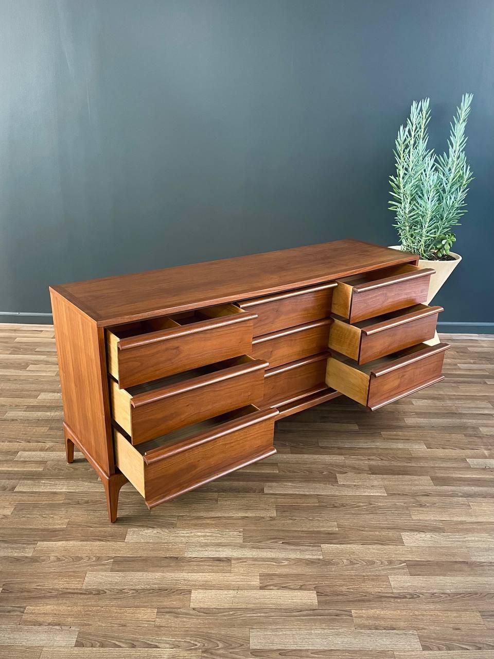 Newly Refinished - Mid-Century Modern “Rhythm” Walnut Dresser by Lane 1