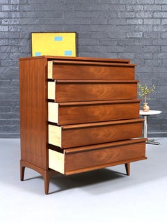 Newly Refinished - Mid Century Modern “Rhythm” Walnut Highboy Dresser by Lane