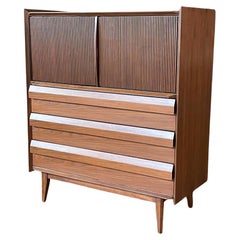 Newly Refinished - Mid-Century Modern “Rhythm” Walnut Highboy Dresser by Lane