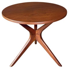 Newly Refinished - Mid-Century Modern Round Side Table w/ Sculpted Tripod Base