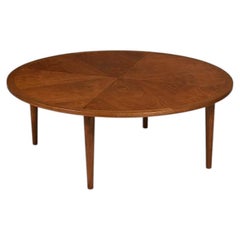 Newly Refinished - Mid-Century Modern Round Walnut Coffee Table by Lane