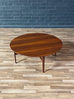 Newly Refinished - Mid-Century Modern Round Walnut Coffee Table by Stanley