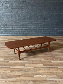 Newly Refinished - Mid-Century Modern Sculpted Coffee Table w/ Magazine Shelf