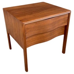 Newly Refinished - Mid-Century Modern Sculpted Front Walnut Night Stand