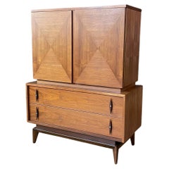Newly Refinished - Mid-Century Modern Sculpted Highboy Dresser
