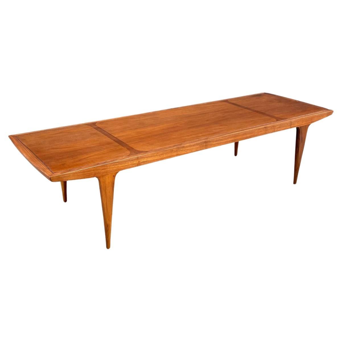 Newly Refinished - Mid-Century Modern Sculpted Walnut Coffee Table For Sale