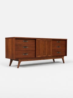 Newly Refinished - Mid-Century Modern Sculpted Walnut Dresser