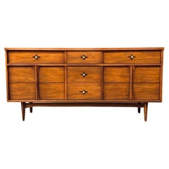 Used Newly Refinished  - Mid-Century Modern Sculpted Walnut Dresser 