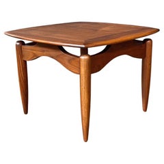 Newly Refinished - Mid-Century Modern Sculpted Walnut Floating Top Side Table