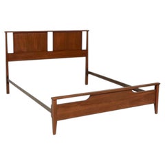 Newly Refinished - Mid-Century Modern Sculpted Walnut Full Size Bed Frame