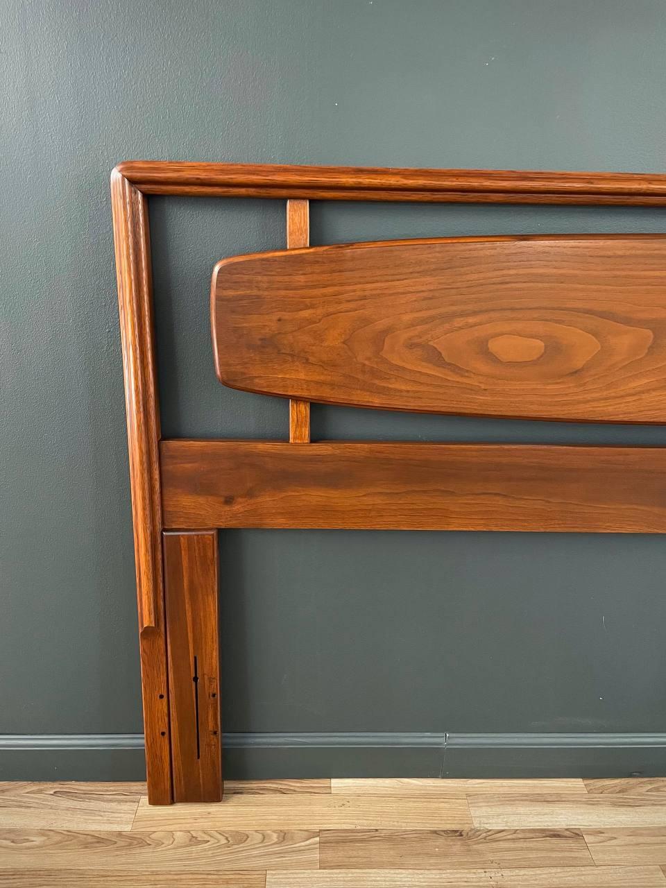 Mid-20th Century Newly Refinished - Mid-Century Modern Sculpted Walnut Headboard by Lane