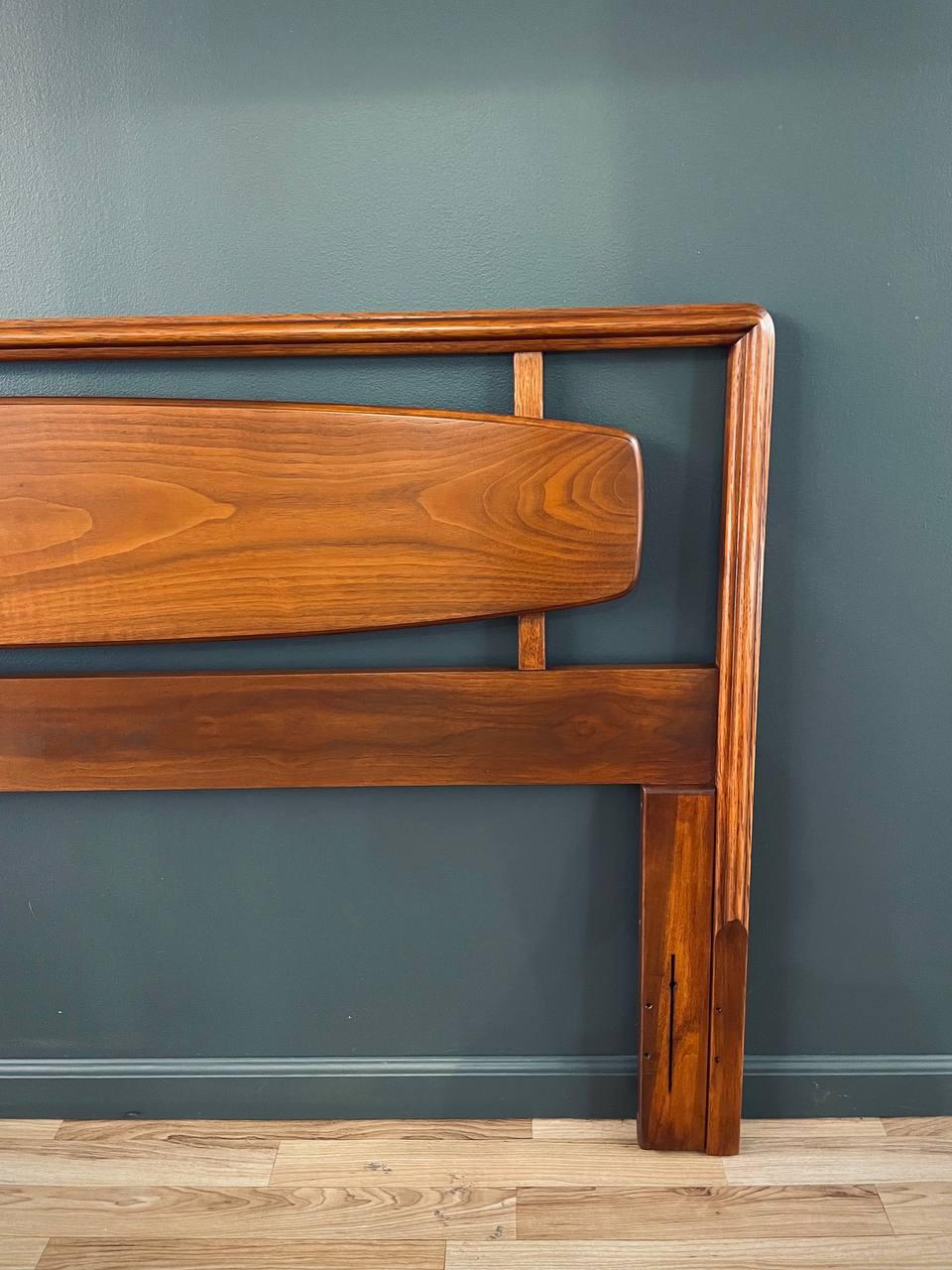 Newly Refinished - Mid-Century Modern Sculpted Walnut Headboard by Lane 1