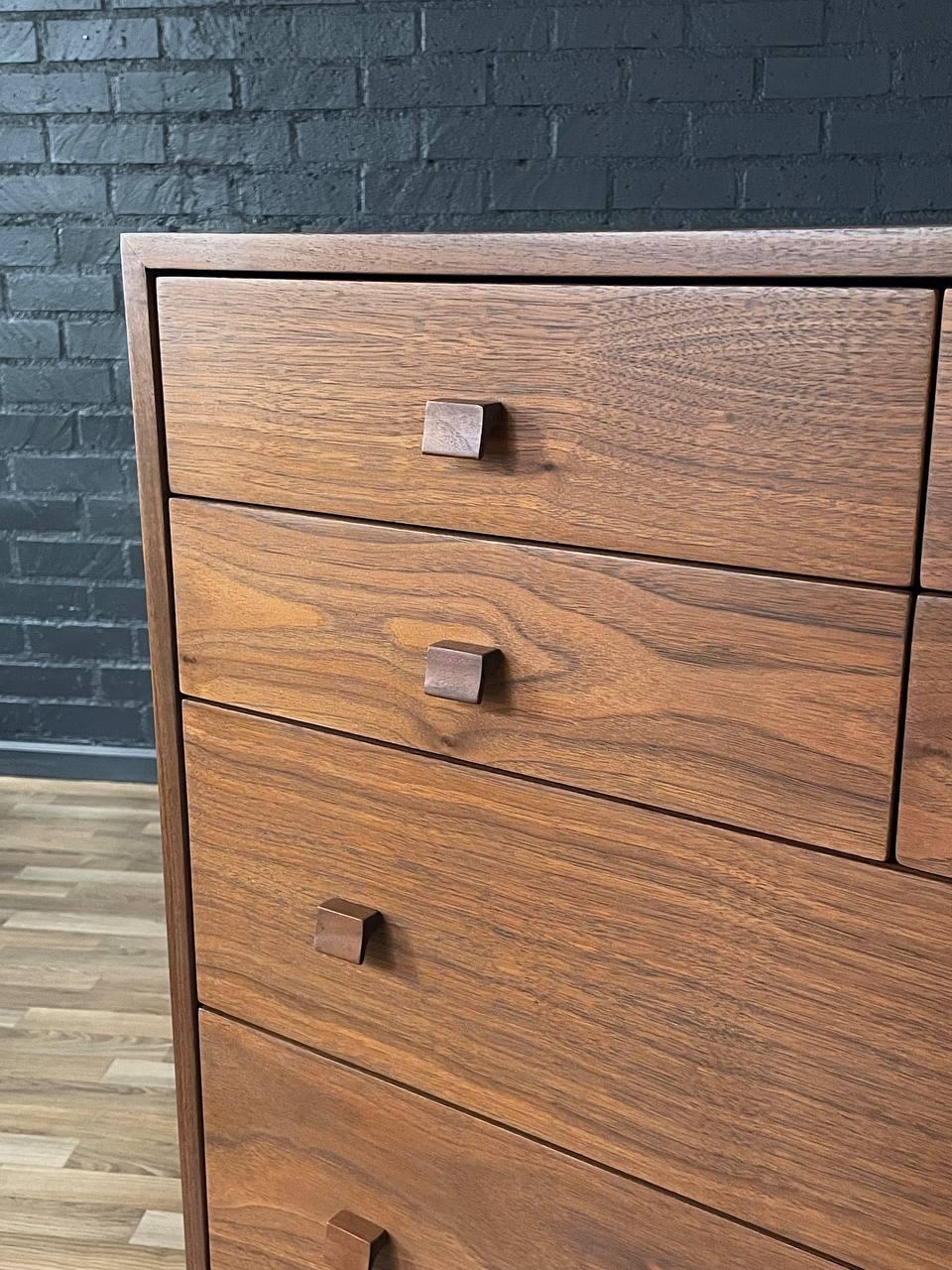 Newly Refinished - Mid-Century Modern Sculpted Walnut Highboy Dresser 1