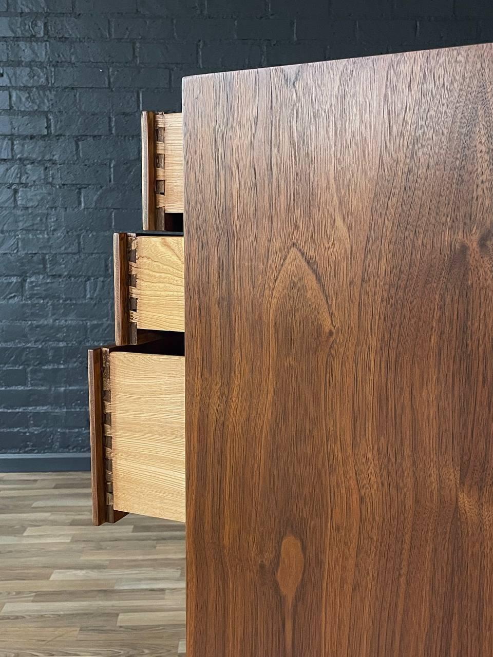 Newly Refinished - Mid-Century Modern Sculpted Walnut Highboy Dresser 4