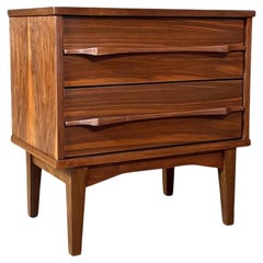 Newly Refinished - Mid-Century Modern Sculpted Walnut Night Stand
