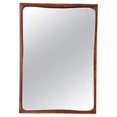 Newly Refinished - Mid-Century Modern Sculpted Walnut Wall Hanging Mirror