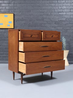 Newly Refinished - Mid-Century Modern “Sculptra” Highboy Dresser by Broyhill