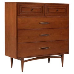 Newly Refinished - Mid-Century Modern “Sculptra” Highboy Dresser by Broyhill