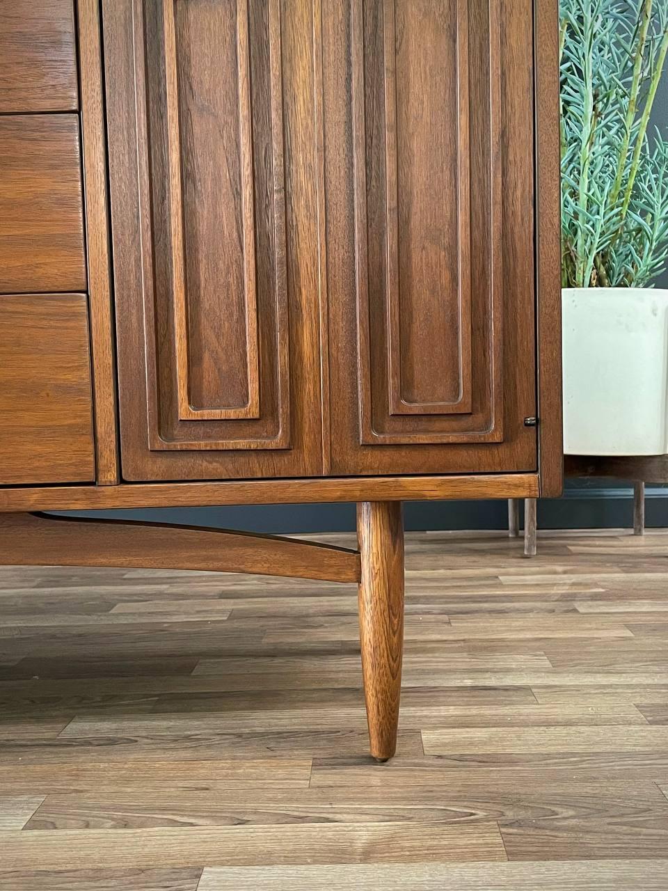 Newly Refinished - Mid-Century Modern “Sculptra” Walnut Credenza by Broyhill 4
