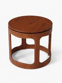 Newly Refinished - Mid-Century Modern Sculptural Round Pedestal Side Table