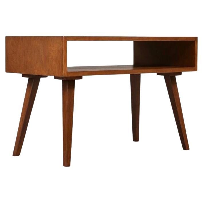 Newly Refinished - Mid-Century Modern Side Table w/ Open Bookshelf For Sale