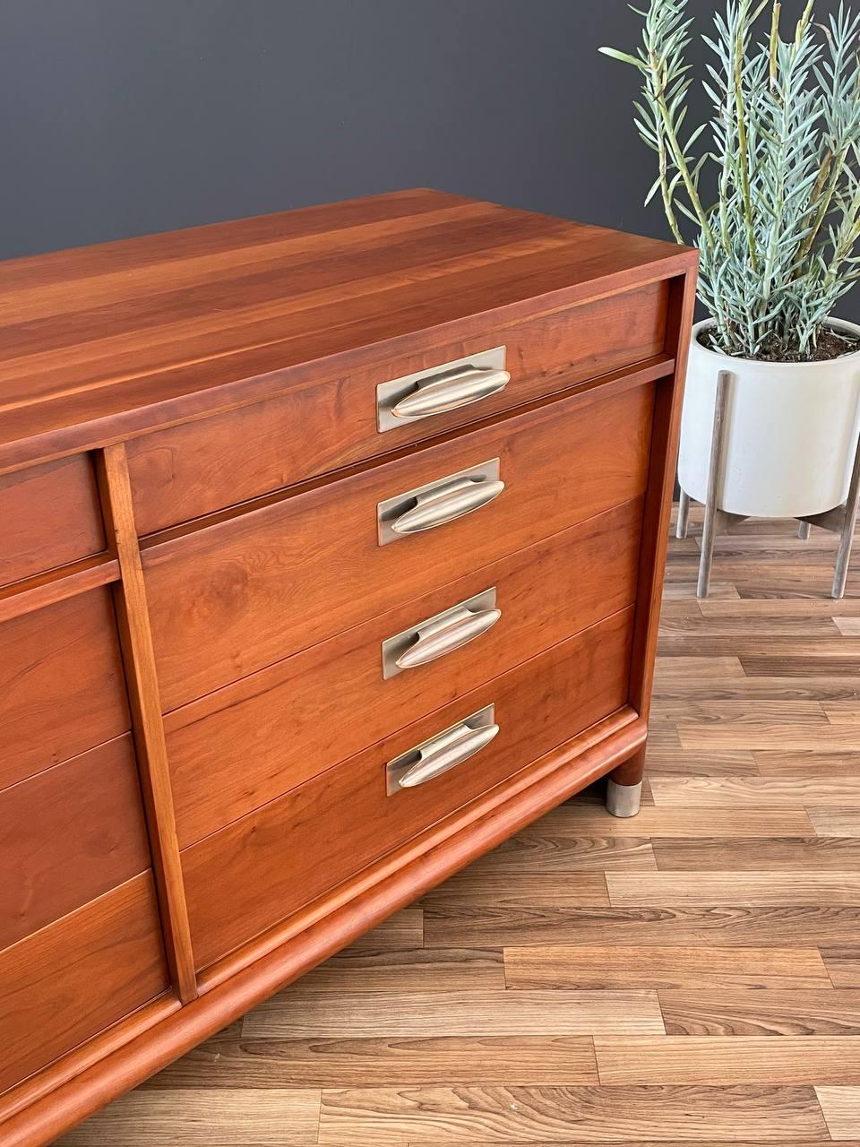 Late 20th Century Newly Refinished - Mid-Century Modern Solid Cherry Dresser Willet Furniture For Sale