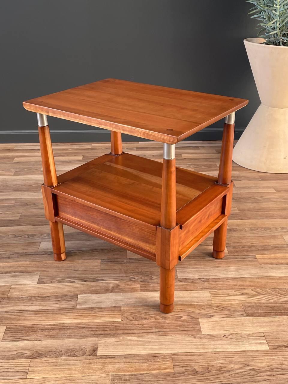 Newly Refinished - Mid-Century Modern Solid Cherry Side Table Willet Furniture For Sale 1