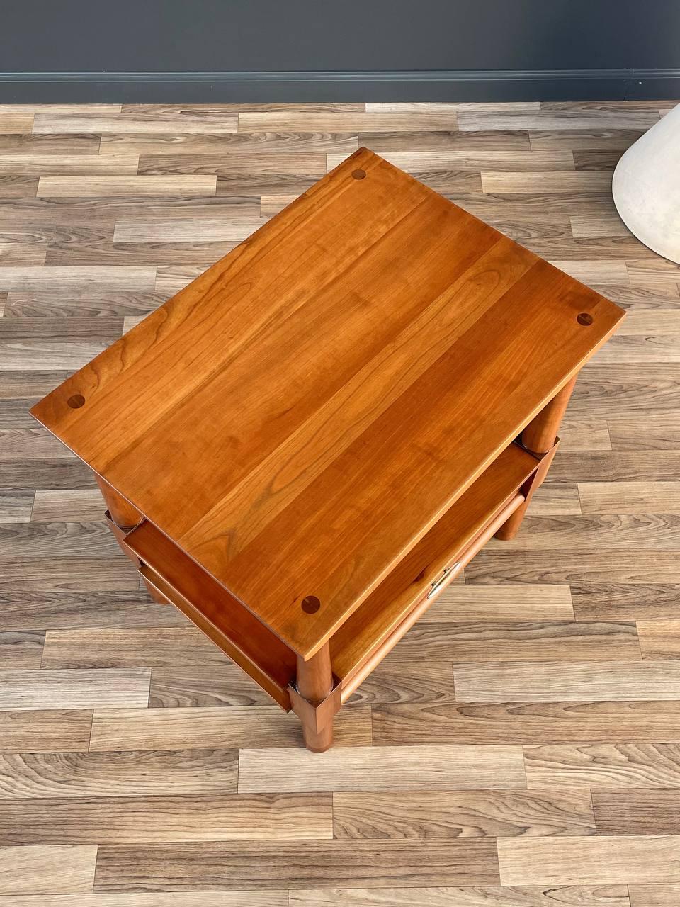 Newly Refinished - Mid-Century Modern Solid Cherry Side Table Willet Furniture For Sale 2
