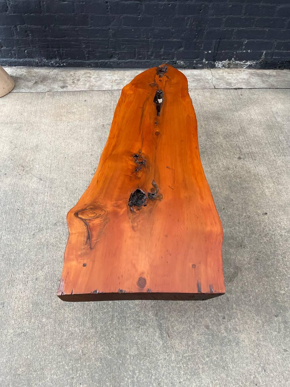 Mid-20th Century Newly Refinished - Mid-Century Modern Solid Slab Free-Form Coffee Table For Sale