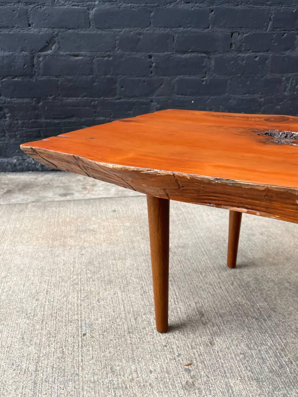 Newly Refinished - Mid-Century Modern Solid Slab Free-Form Coffee Table For Sale 2