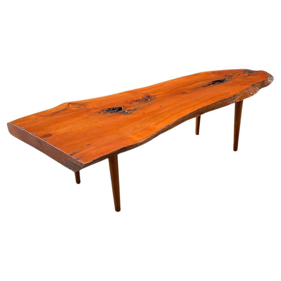 Newly Refinished - Mid-Century Modern Solid Slab Free-Form Coffee Table