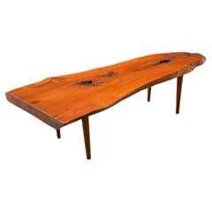 Retro Newly Refinished - Mid-Century Modern Solid Slab Free-Form Coffee Table