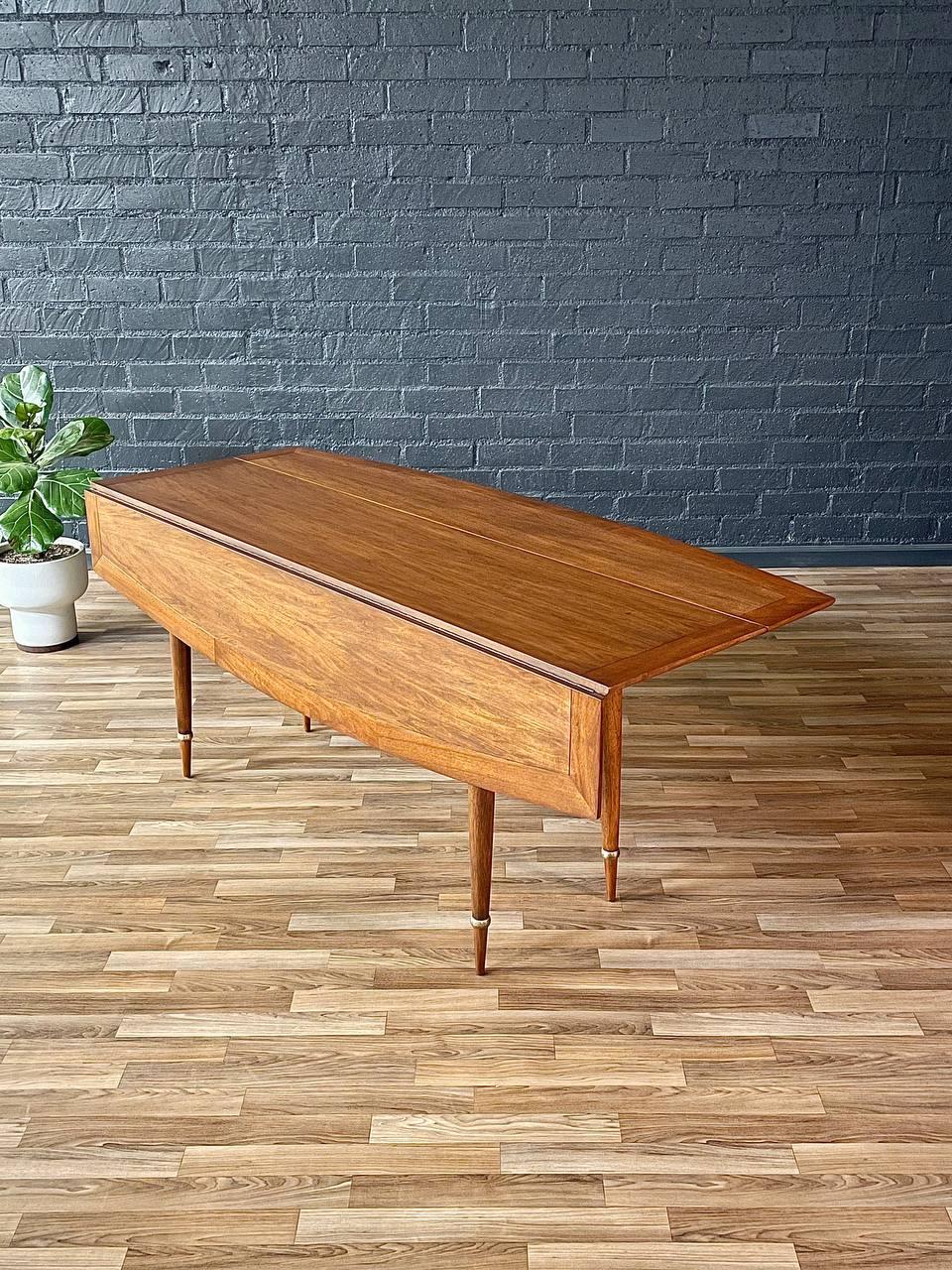 American Newly Refinished - Mid-Century Modern “Sophisticate” Drop-Leaf Dining Table For Sale