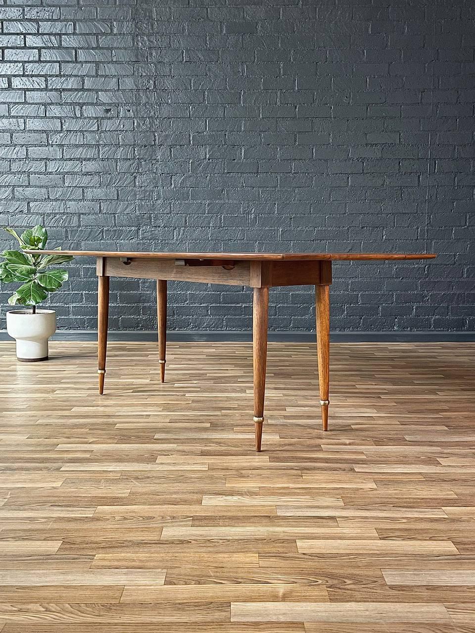 Mid-20th Century Newly Refinished - Mid-Century Modern “Sophisticate” Drop-Leaf Dining Table For Sale